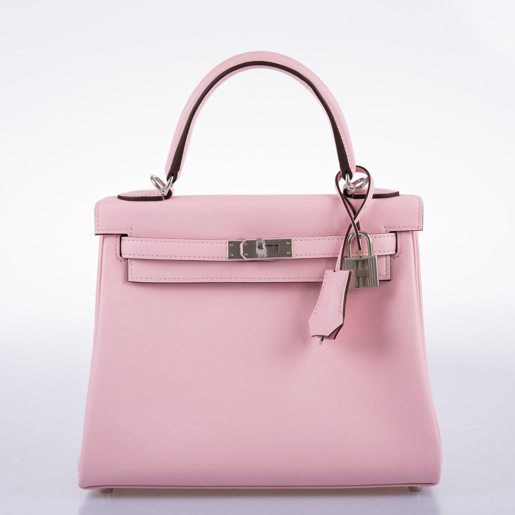 Hermes Kelly 25 Retourne Rose Sakura Swift leather Palladium Hardware
