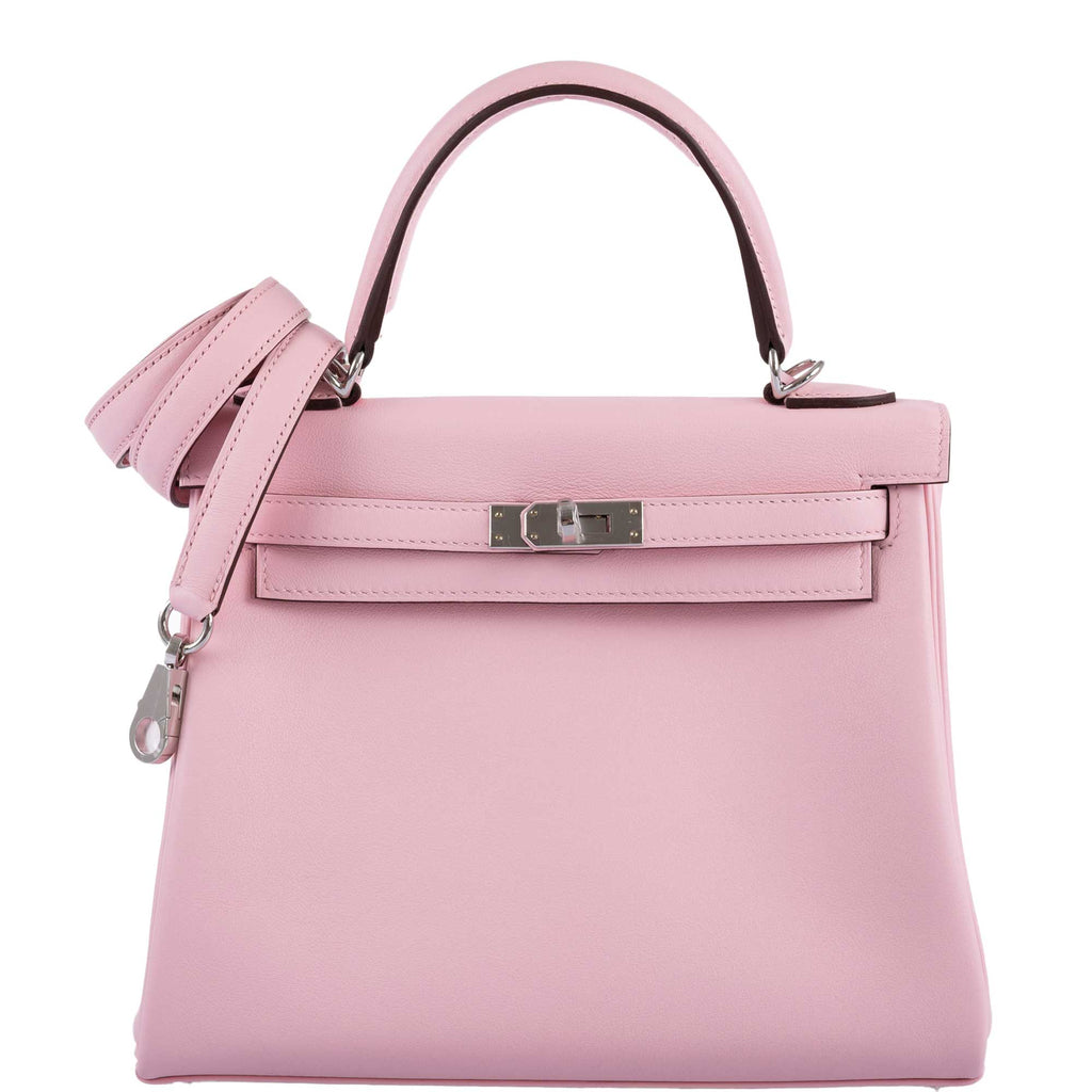 Hermes Kelly 25 Retourne Rose Sakura Swift leather Palladium Hardware