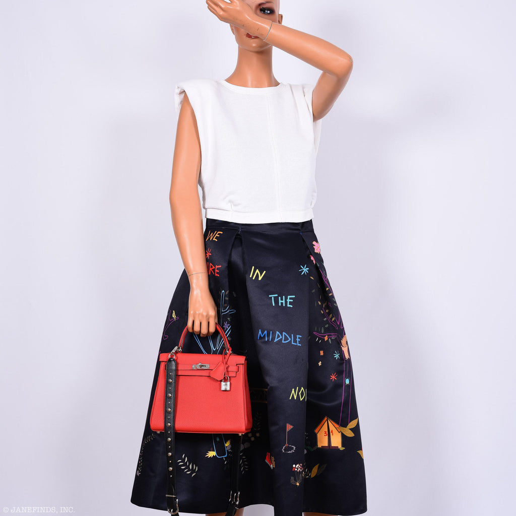 Hermes Kelly 25 Retourne Rouge Pivoine Togo Palladium Hardware