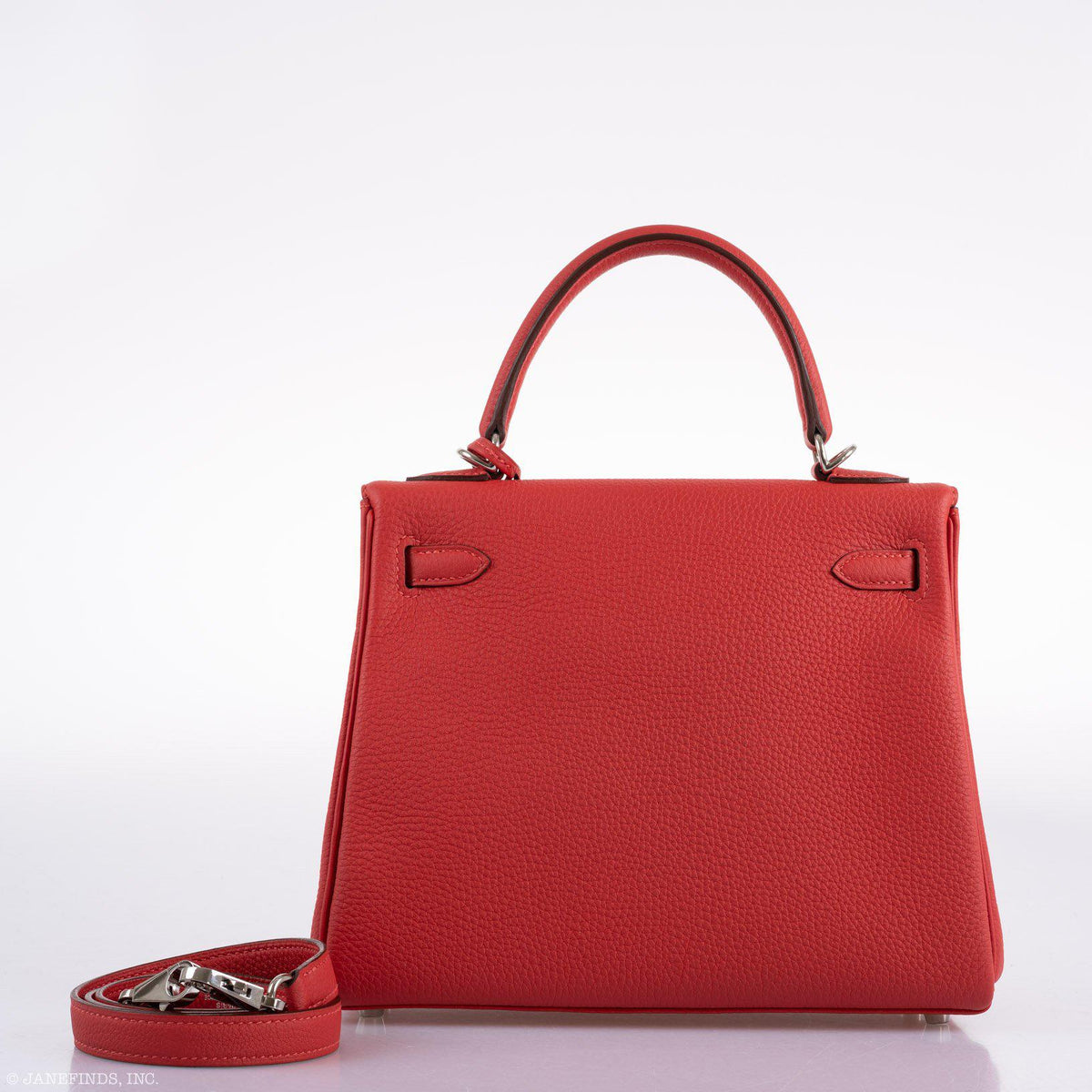 Hermes Kelly 25 Retourne Rouge Pivoine Togo Palladium Hardware