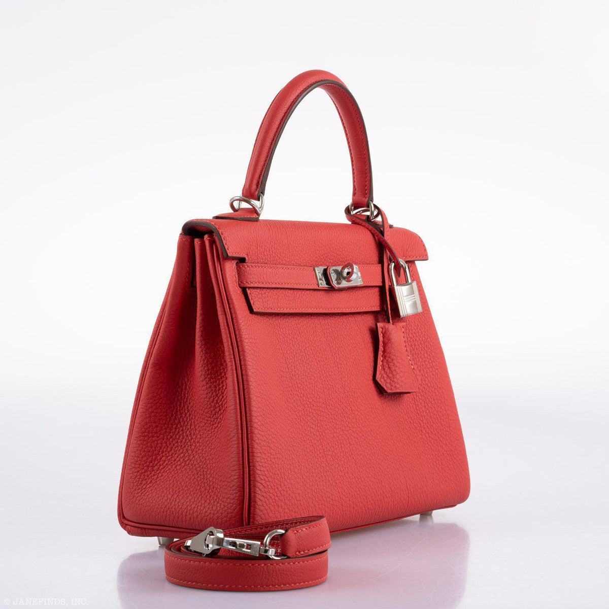 Hermes Kelly 25 Retourne Rouge Pivoine Togo Palladium Hardware