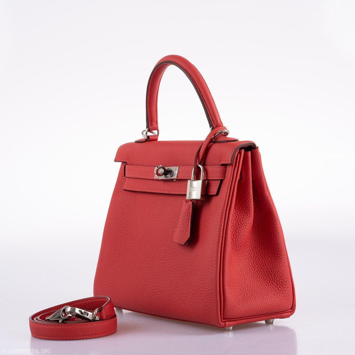 Hermes Kelly 25 Retourne Rouge Pivoine Togo Palladium Hardware