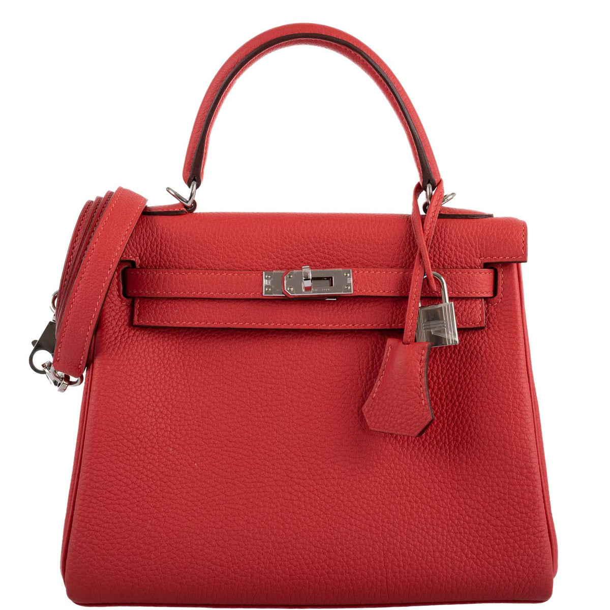 Hermes Kelly 25 Retourne Rouge Pivoine Togo Palladium Hardware