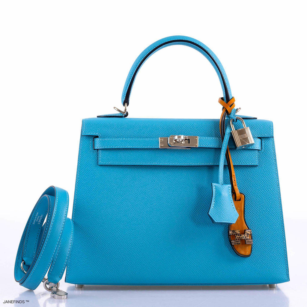 Hermes Kelly 25 Sellier Bleu du Nord Epsom leather Palladium Hardware