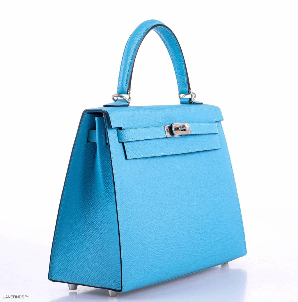 Hermes Kelly 25 Sellier Bleu du Nord Epsom leather Palladium Hardware