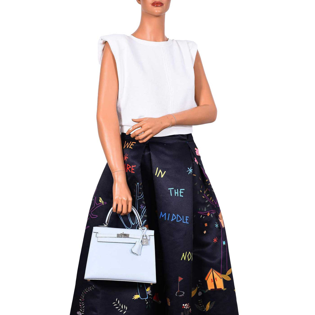 Hermes Kelly 25 Sellier Blue Brume Epsom Palladium Hardware