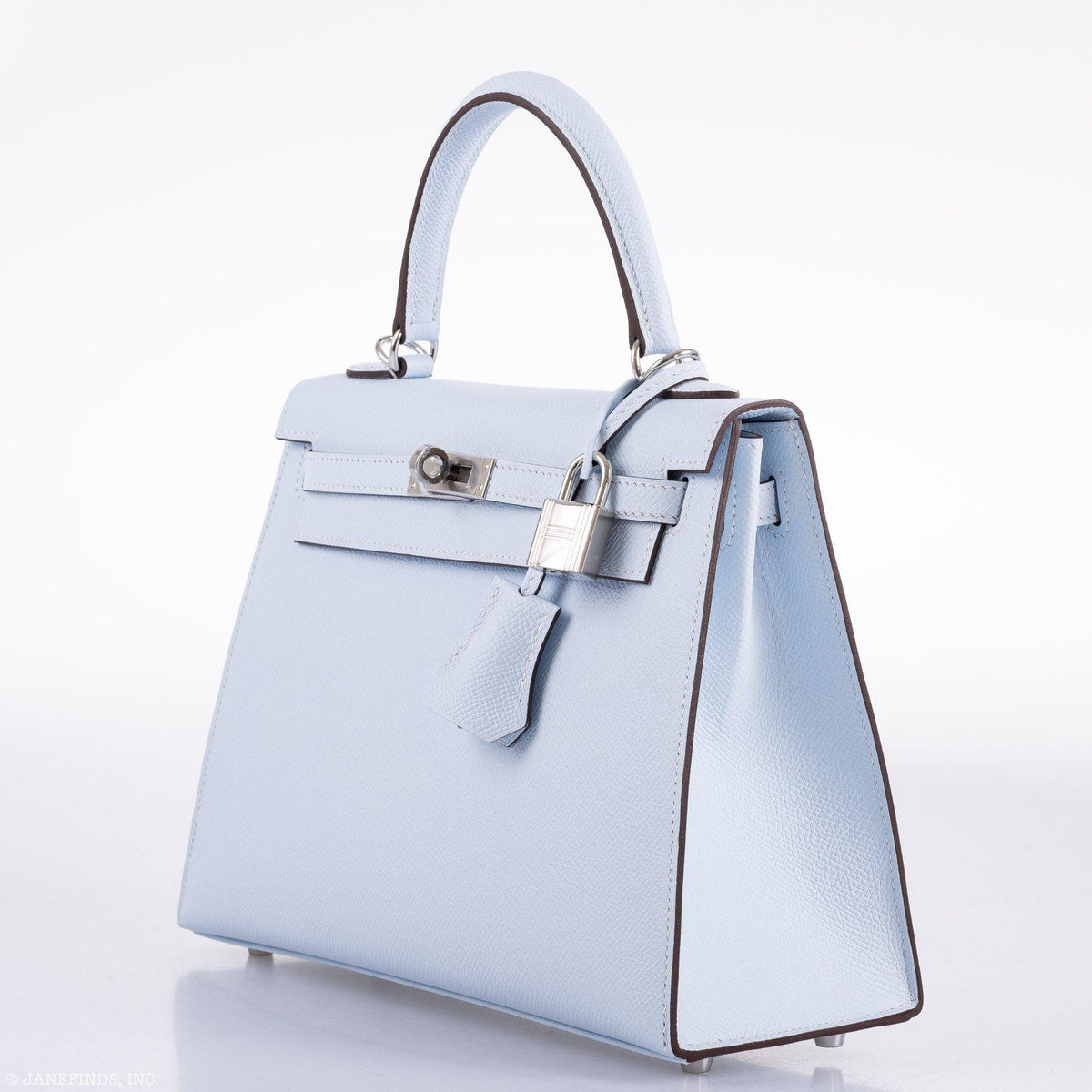 Hermes Kelly 25 Sellier Blue Brume Epsom Palladium Hardware