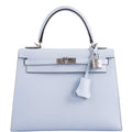 Hermes Kelly 25 Sellier Blue Brume Epsom Palladium Hardware