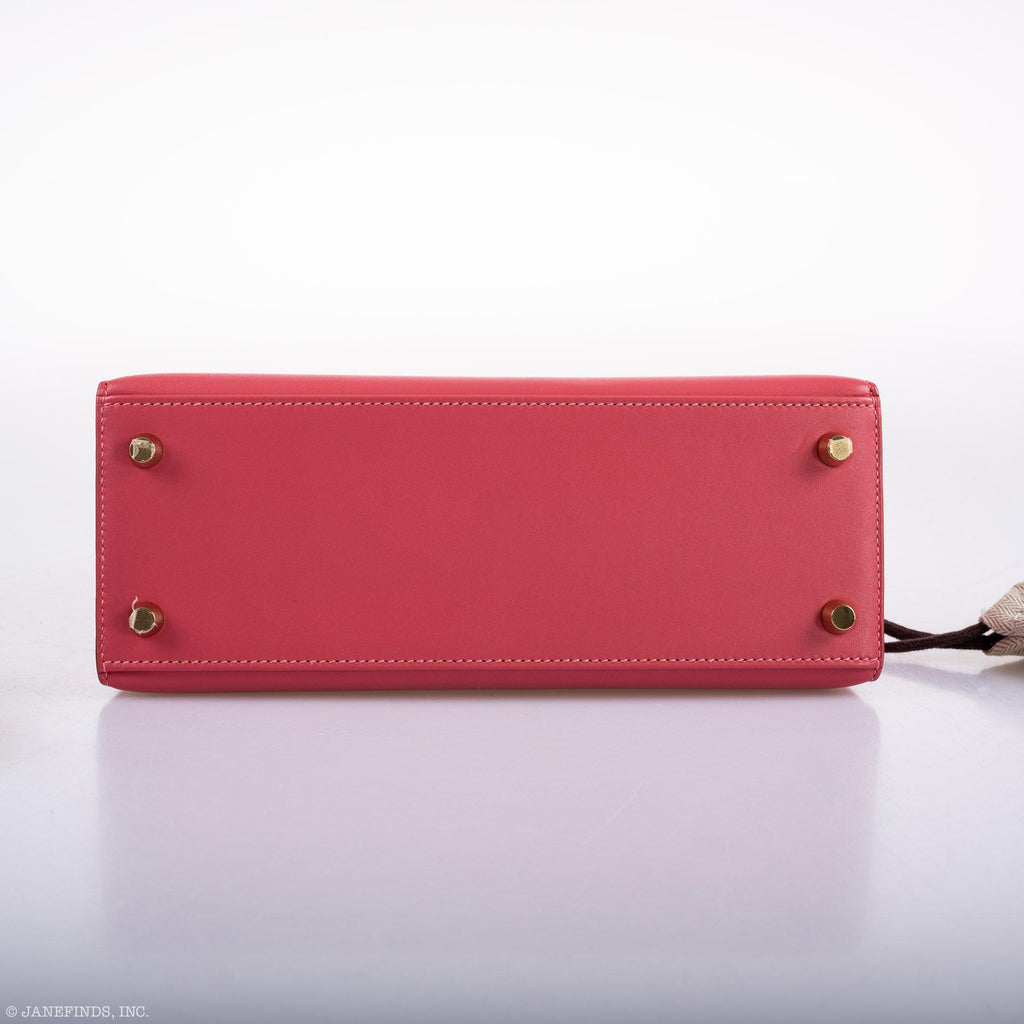 Hermes Kelly 25 Sellier Rose Lipstick Tadelakt leather Gold Hardware