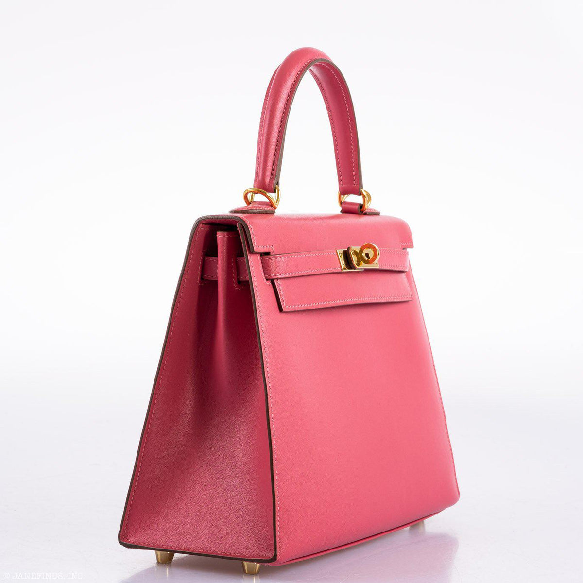Hermes Kelly 25 Sellier Rose Lipstick Tadelakt leather Gold Hardware