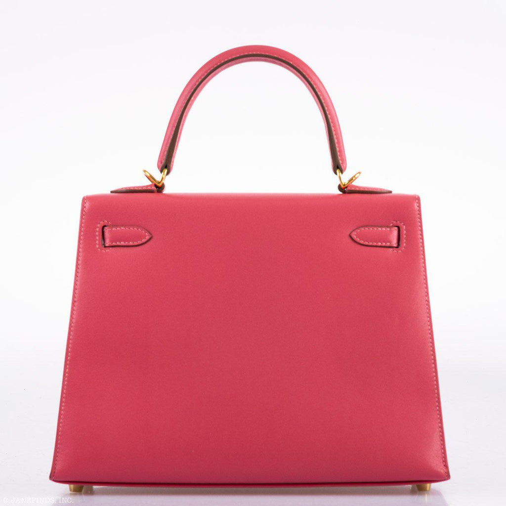 Hermes Kelly 25 Sellier Rose Lipstick Tadelakt leather Gold Hardware