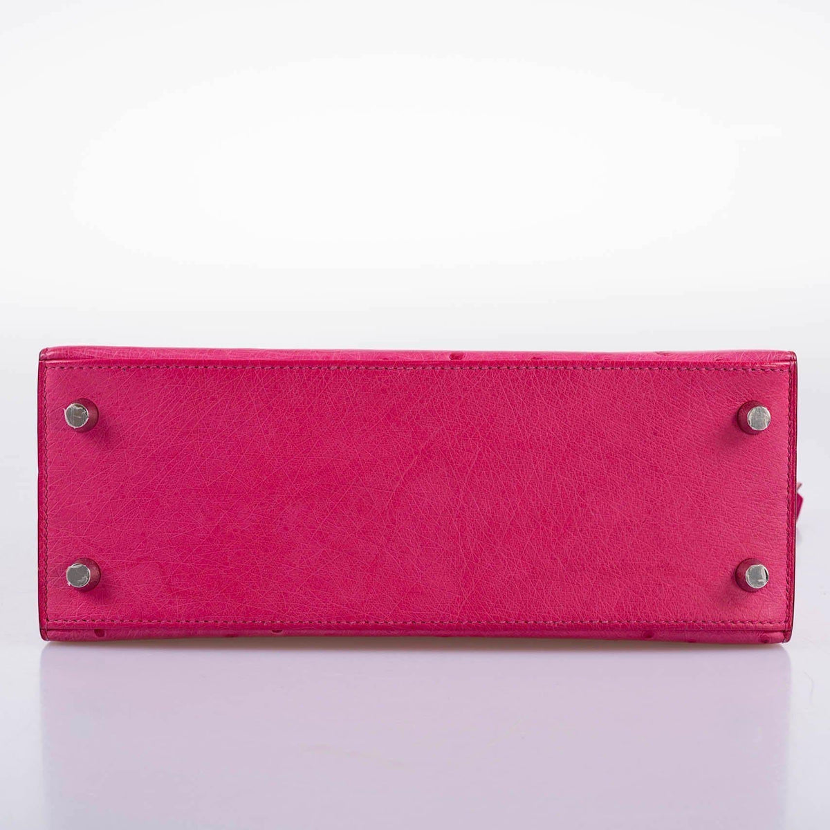Hermes Kelly 25 Sellier Rose Tyrien Ostrich with Palladium Hardware