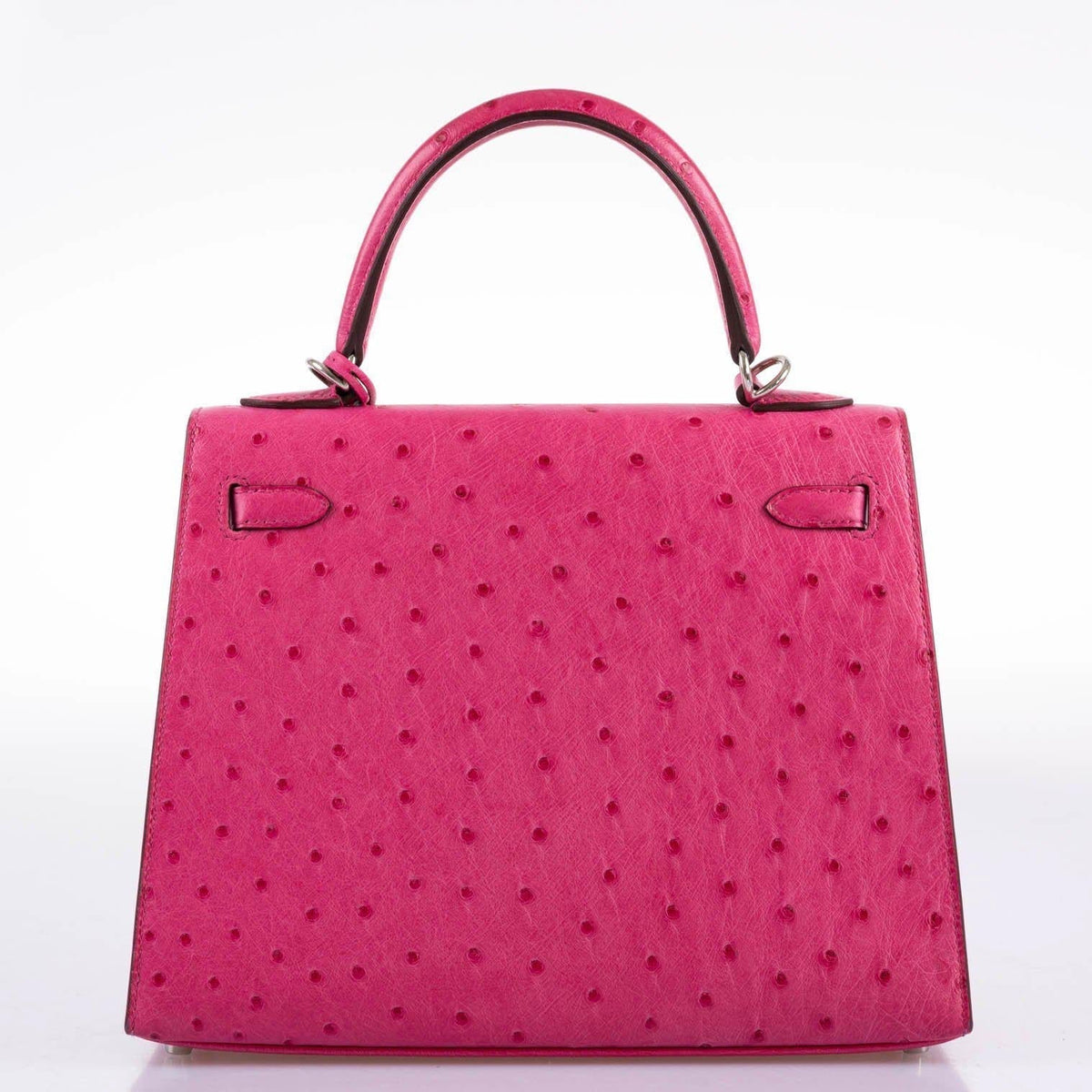 Hermes Kelly 25 Sellier Rose Tyrien Ostrich with Palladium Hardware