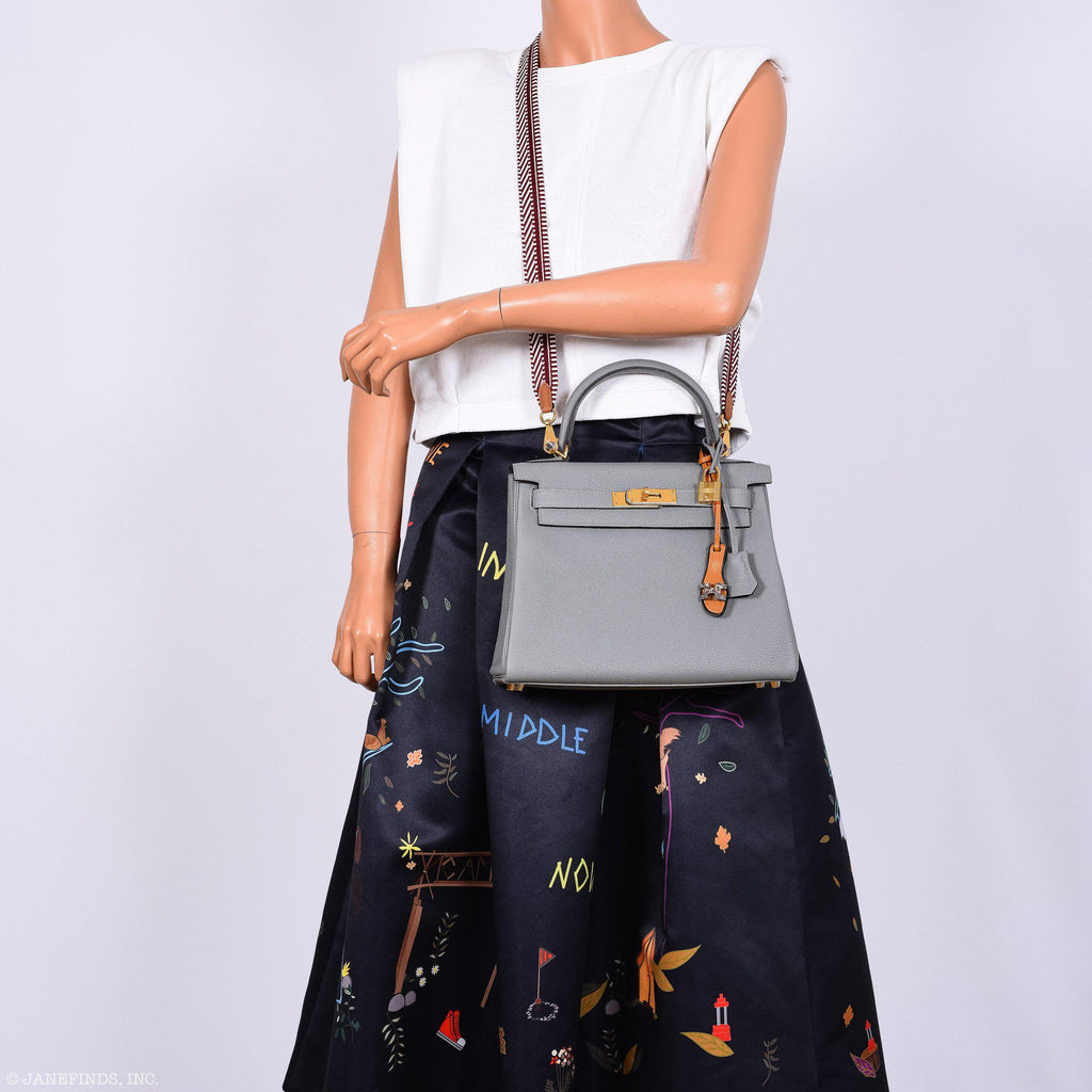 Hermes Kelly 28 HSS Retourne Gris Mouette Togo & Black Interior Gold Palladium Hardware