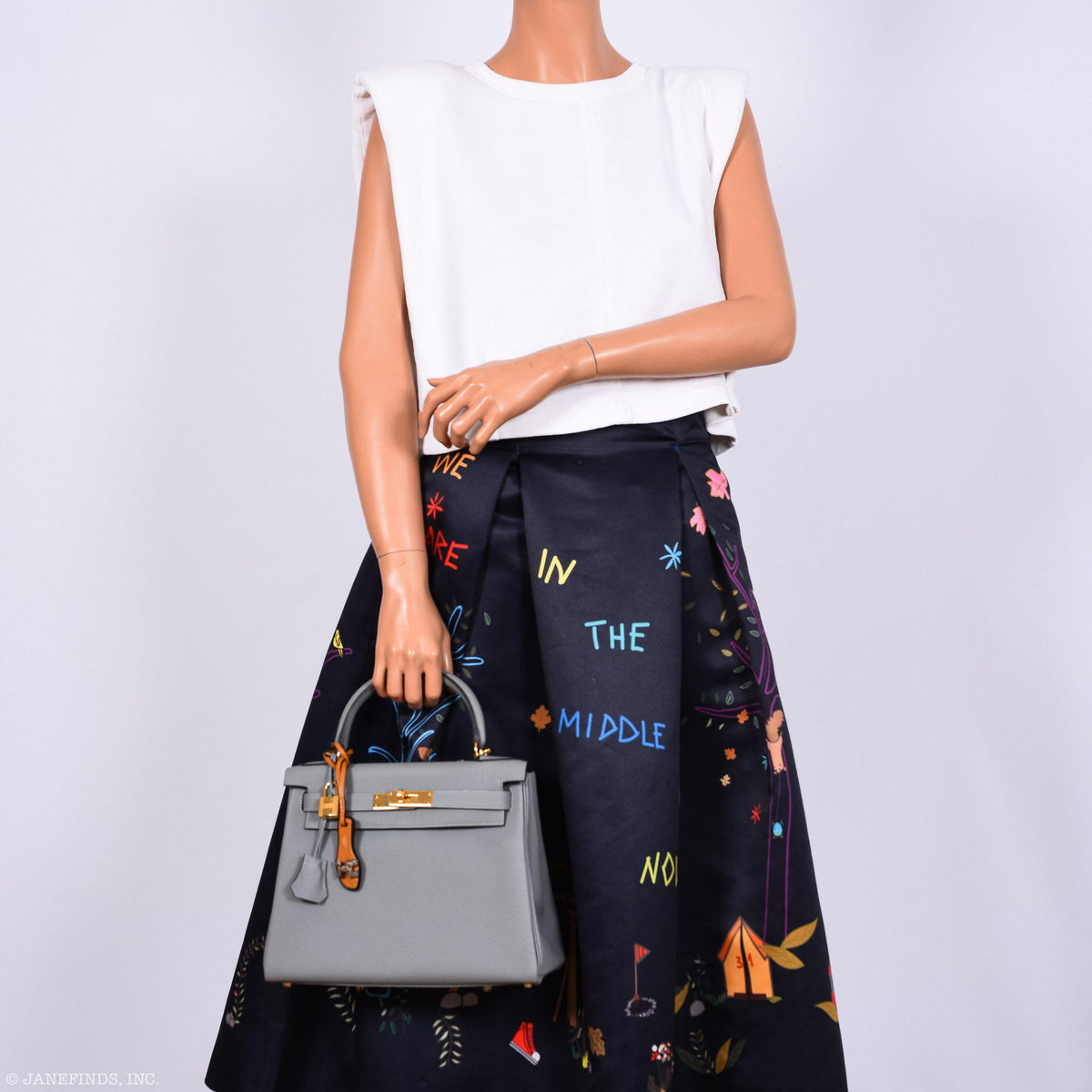 Hermes Kelly 28 HSS Retourne Gris Mouette Togo & Black Interior Gold Palladium Hardware