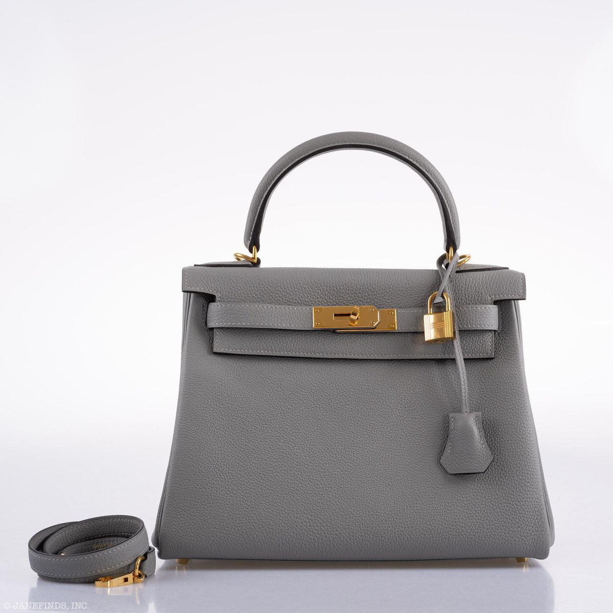 Hermes Kelly 28 HSS Retourne Gris Mouette Togo & Black Interior Gold Palladium Hardware