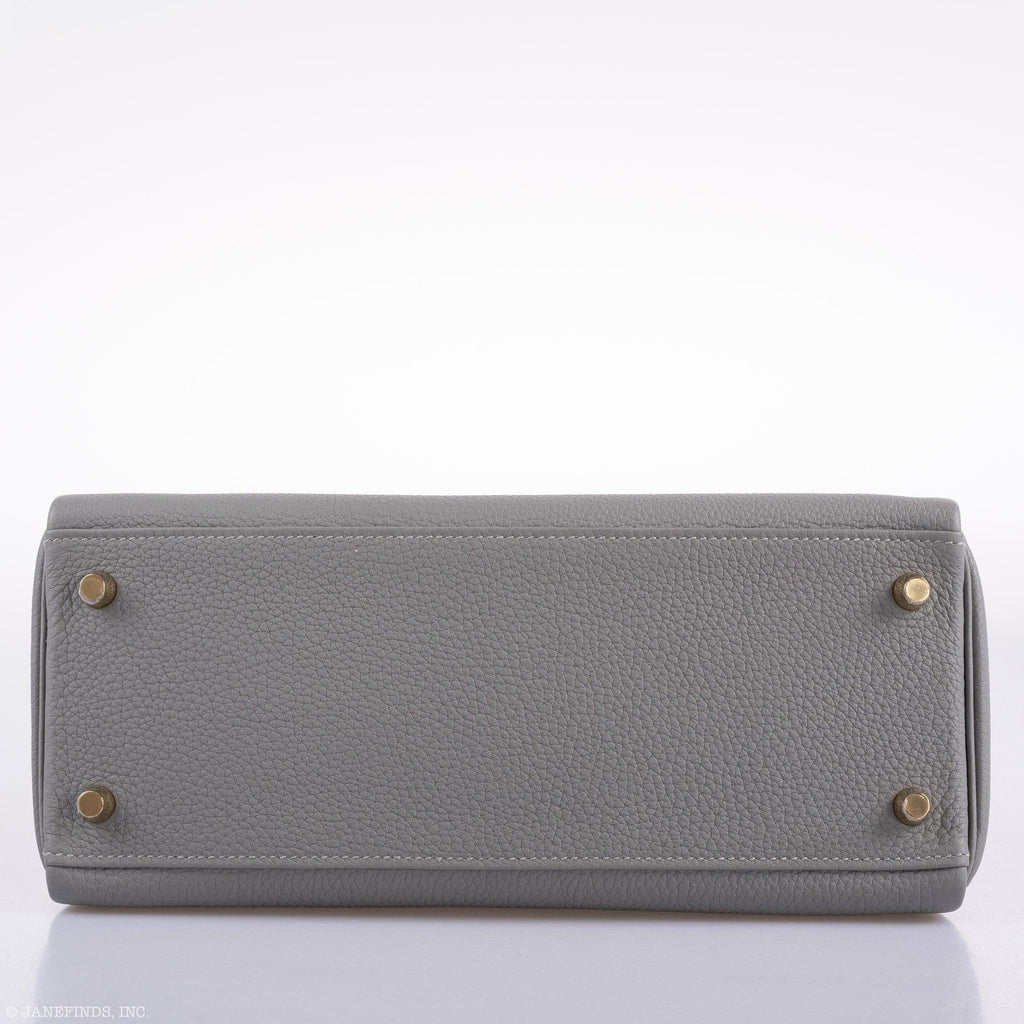 Hermes Kelly 28 HSS Retourne Gris Mouette Togo & Black Interior Gold Palladium Hardware