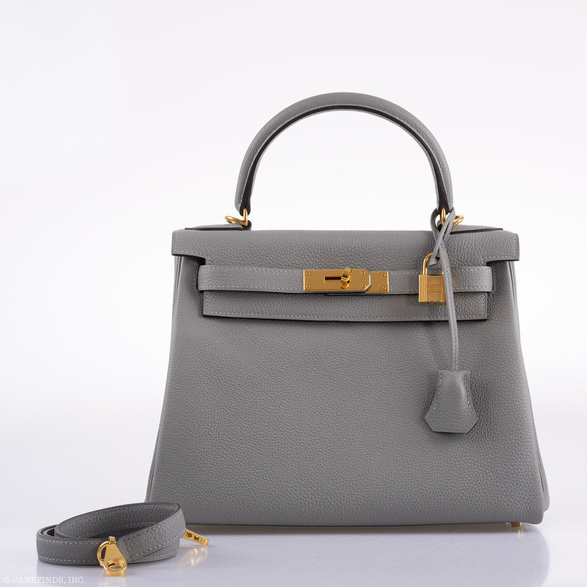 Hermes Kelly 28 HSS Retourne Gris Mouette Togo & Black Interior Gold Palladium Hardware