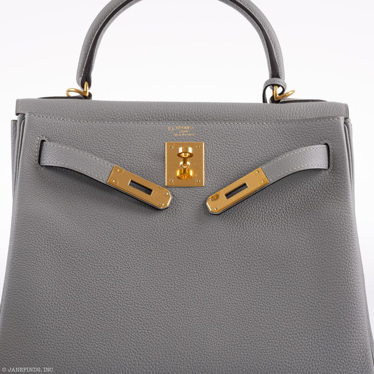 Hermes Kelly 28 HSS Retourne Gris Mouette Togo & Black Interior Gold Palladium Hardware
