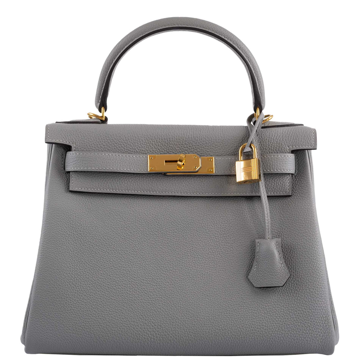 Hermes Kelly 28 HSS Retourne Gris Mouette Togo & Black Interior Gold Palladium Hardware
