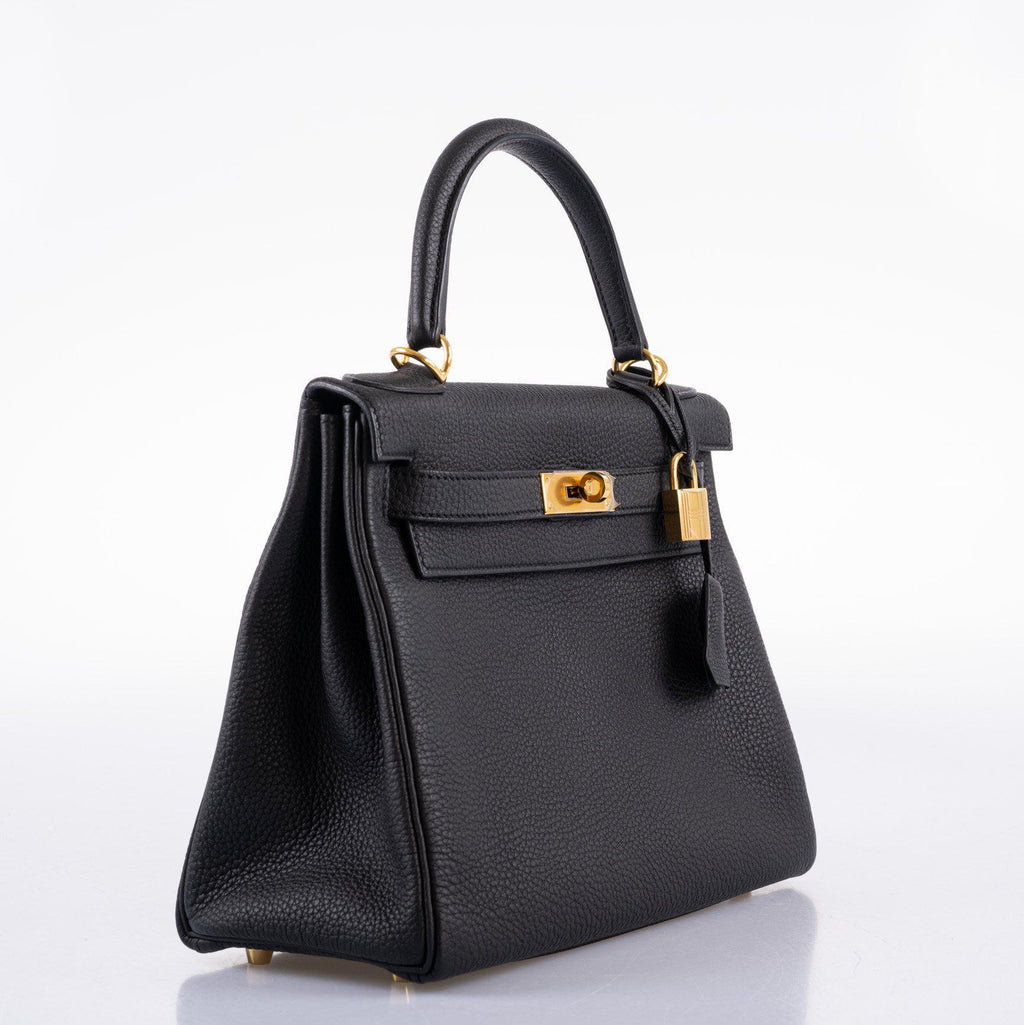 Hermes Kelly 28 Retourne Black Togo with Gold Hardware