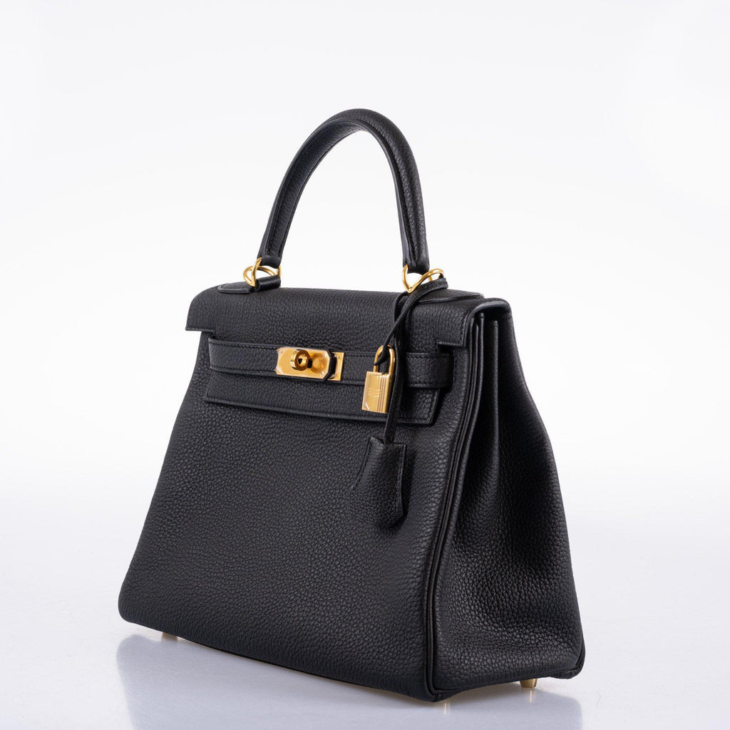 Hermes Kelly 28 Retourne Black Togo with Gold Hardware