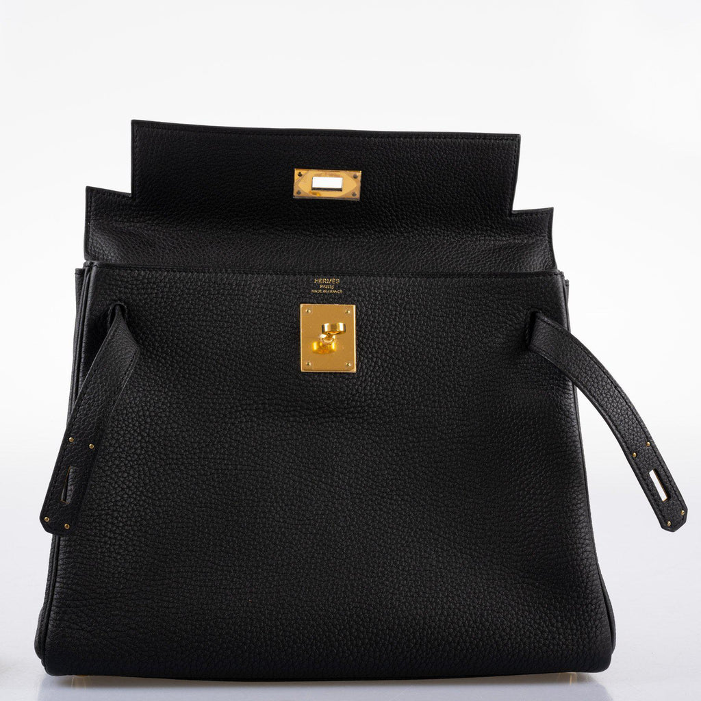 Hermes Kelly 28 Retourne Black Togo with Gold Hardware