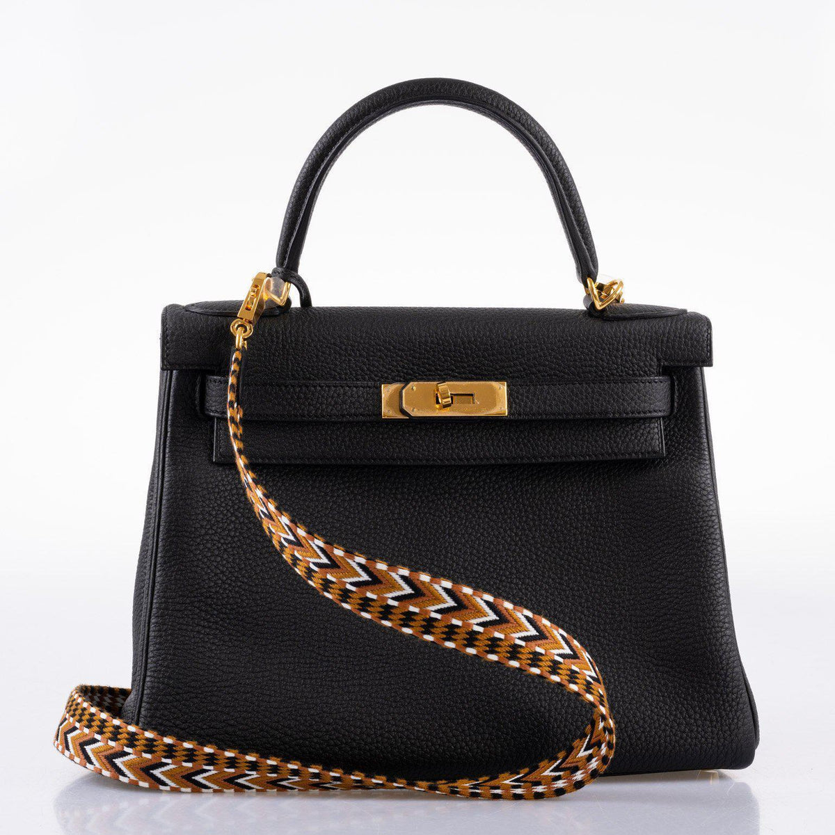 Hermes Kelly 28 Retourne Black Togo with Gold Hardware