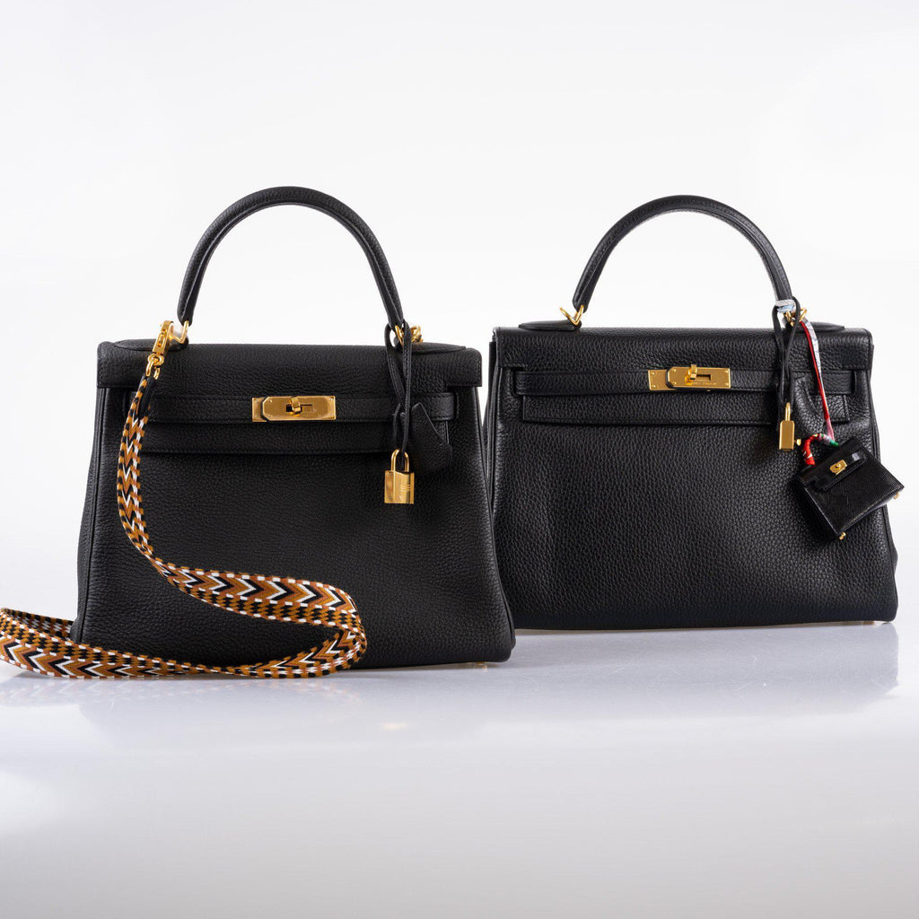 Hermes Kelly 28 Retourne Black Togo with Gold Hardware