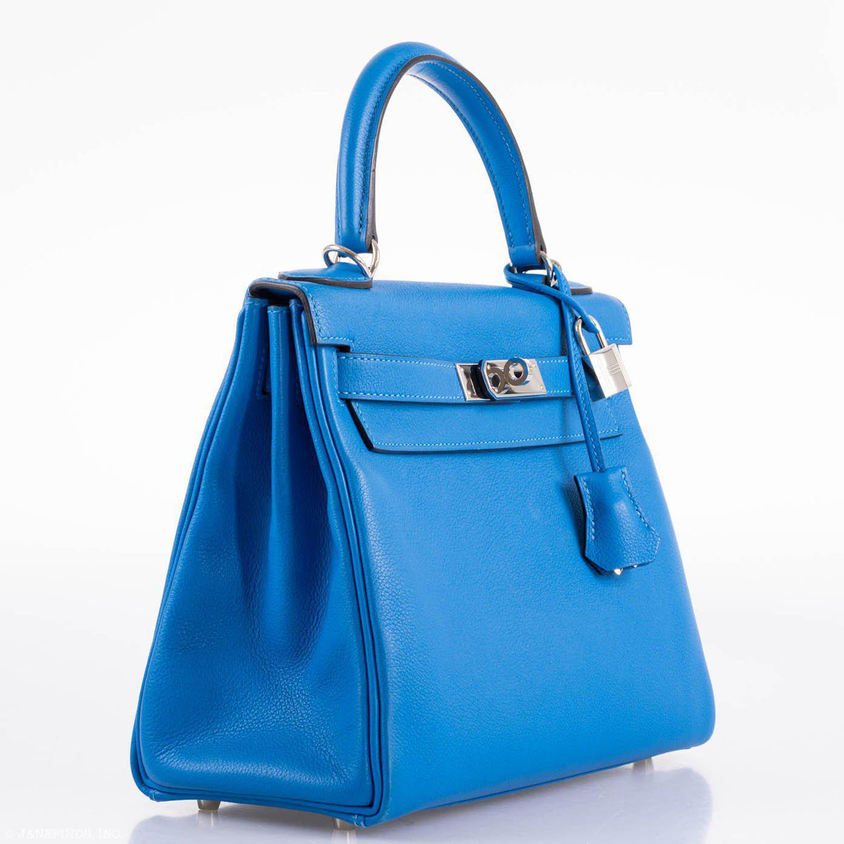 Hermes Kelly 28 Retourne Blue Hydra Evercolor leather Palladium Hardware