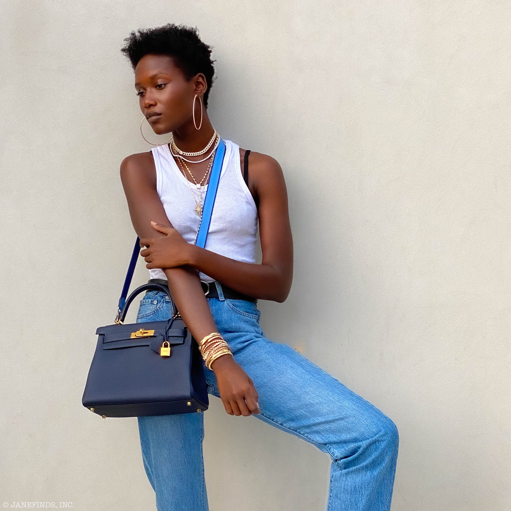 Hermes Kelly 28 Retourne Blue Nuit Togo Gold Hardware