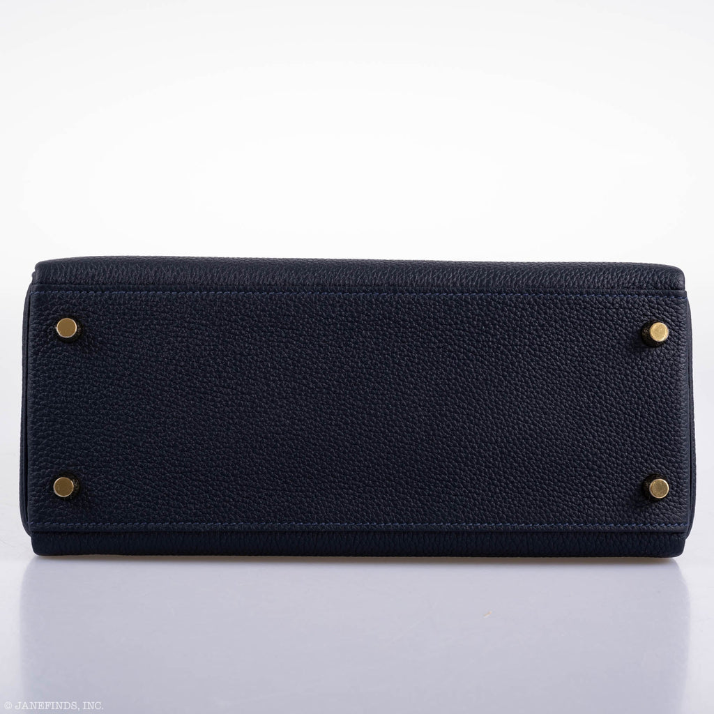 Hermes Kelly 28 Retourne Blue Nuit Togo Gold Hardware