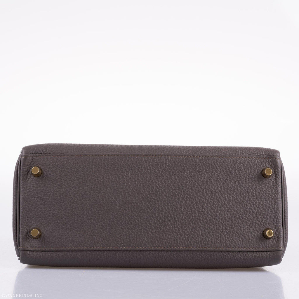 Hermes Kelly 28 Retourne Etain Togo Leather Gold Hardware