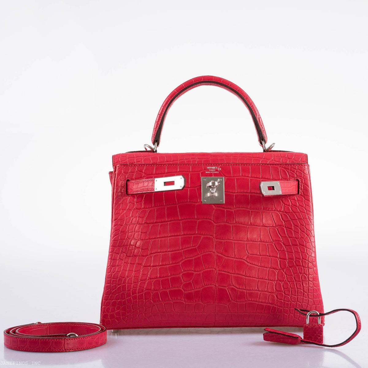 Hermes Kelly 28 Retourne Rose Extreme Matte Alligator with Palladium Hardware