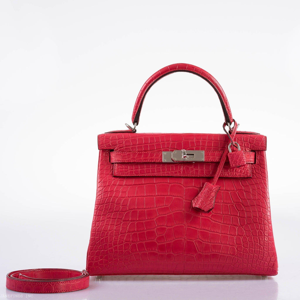 Hermes Kelly 28 Retourne Rose Extreme Matte Alligator with Palladium Hardware