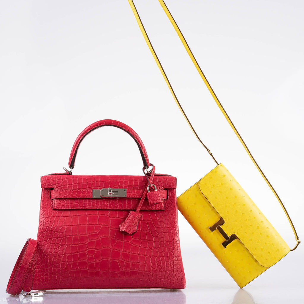 Hermes Kelly 28 Retourne Rose Extreme Matte Alligator with Palladium Hardware