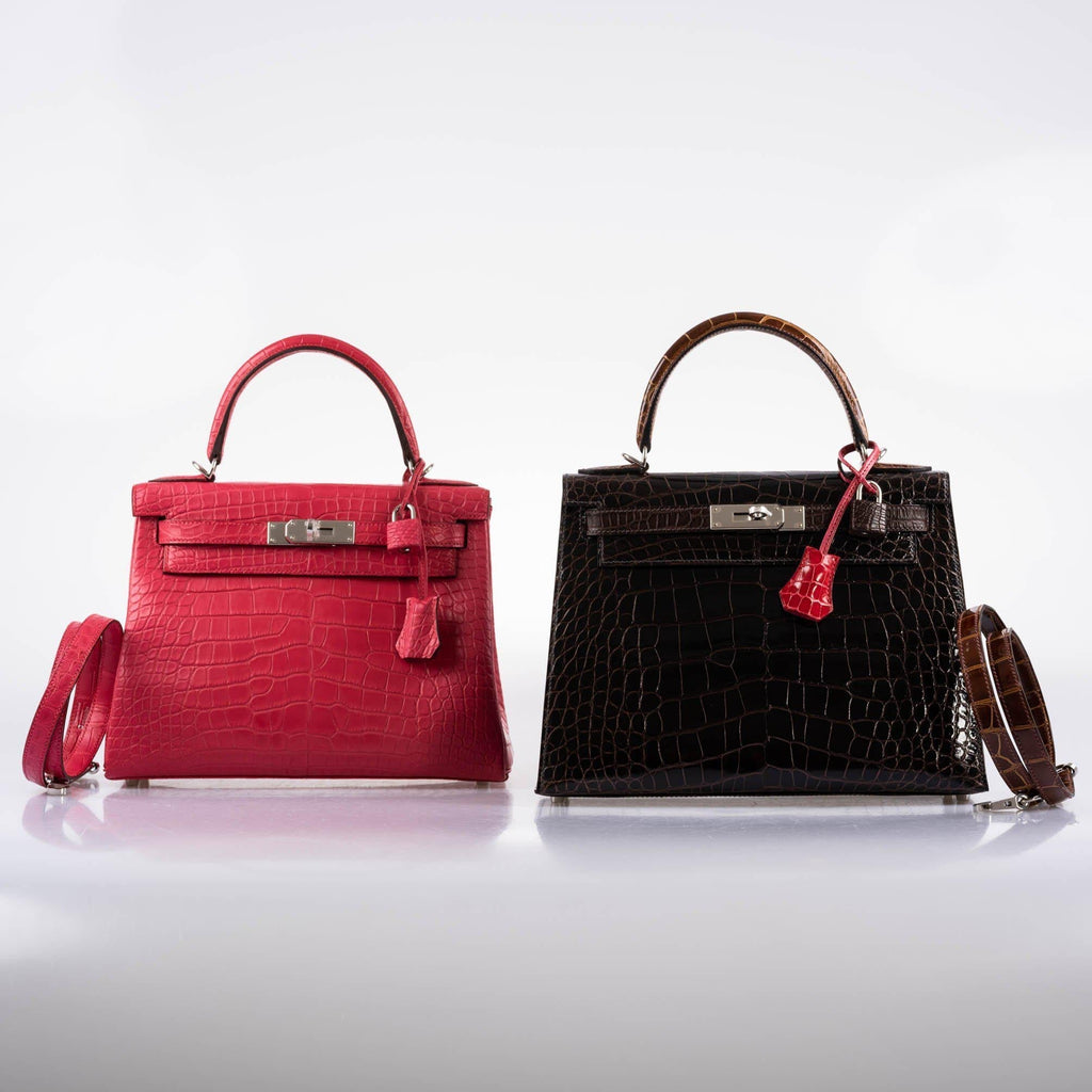 Hermes Kelly 28 Retourne Rose Extreme Matte Alligator with Palladium Hardware