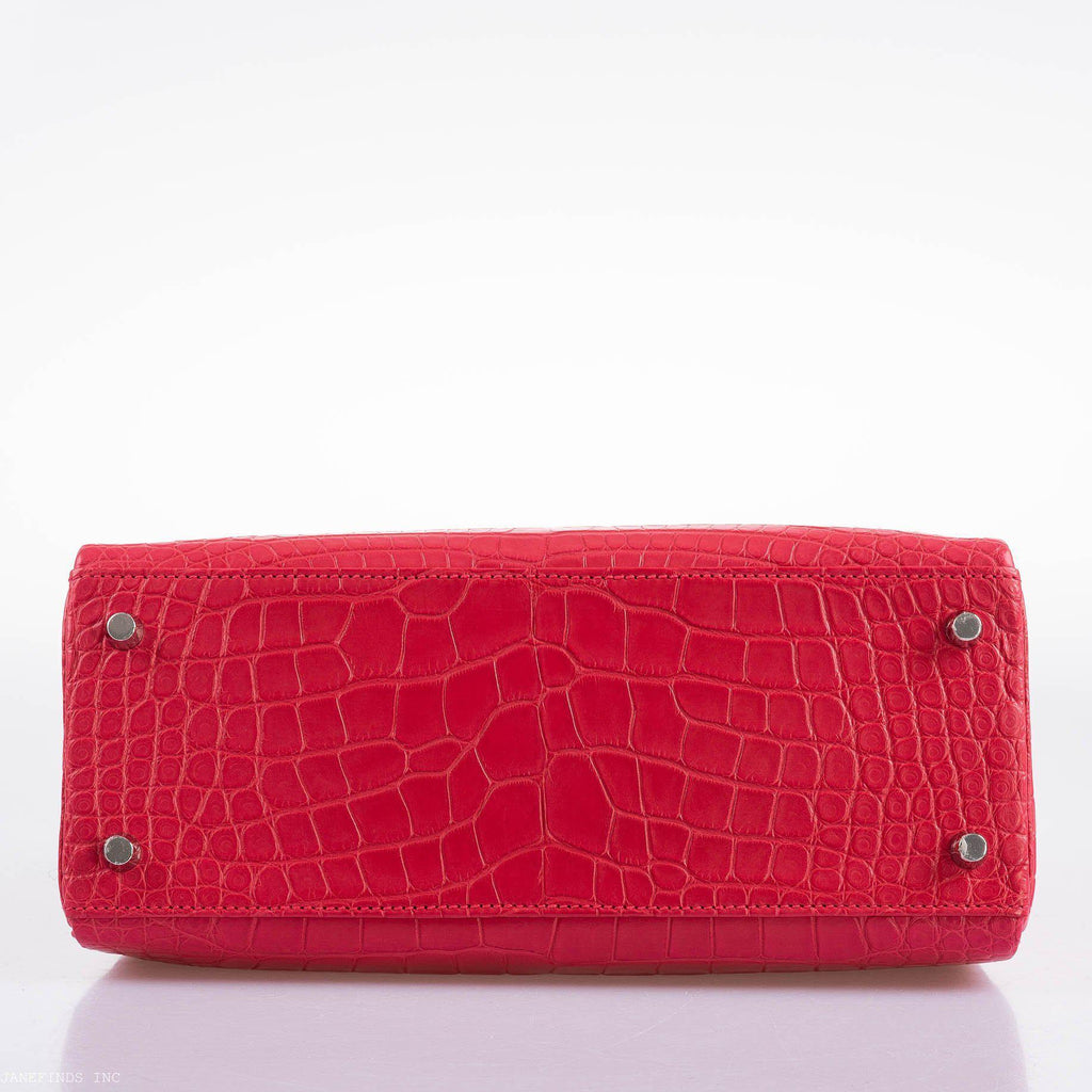 Hermes Kelly 28 Retourne Rose Extreme Matte Alligator with Palladium Hardware
