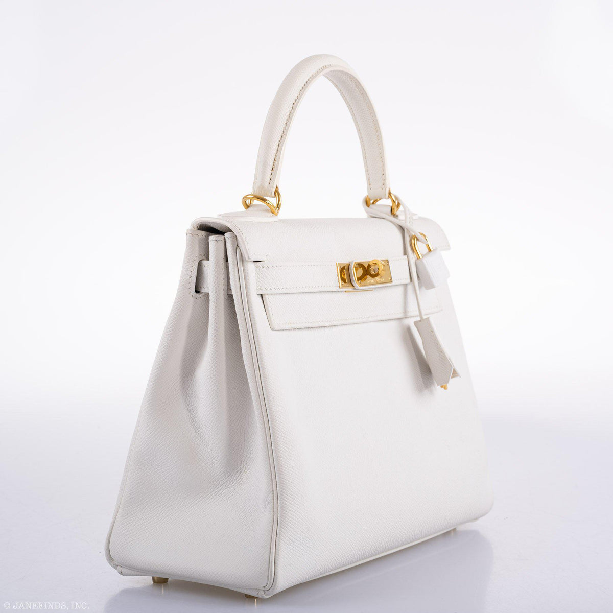 Hermes Kelly 28 Retourne White Epsom with Gold Hardware