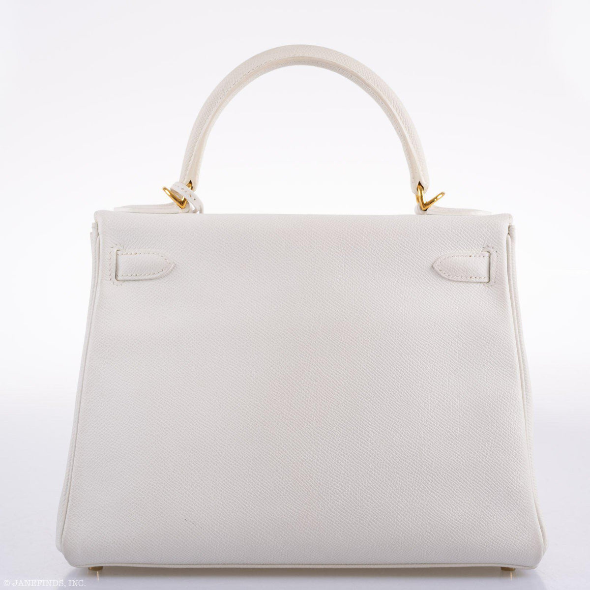 Hermes Kelly 28 Retourne White Epsom with Gold Hardware