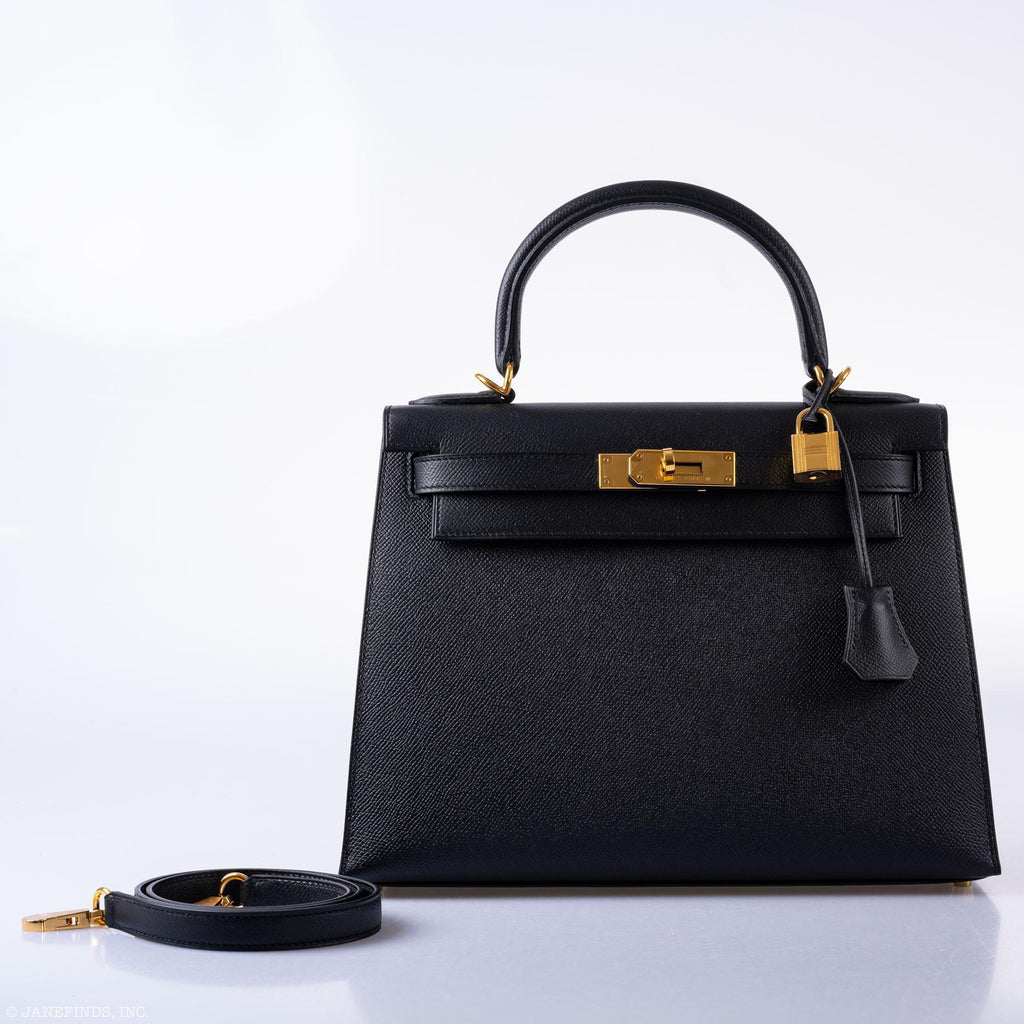 Hermes Kelly 28 Sellier Black Epsom with Gold Hardware