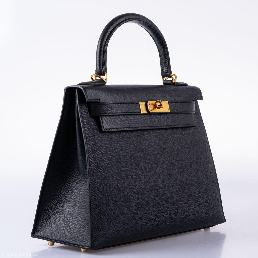 Hermes Kelly 28 Sellier Black Epsom with Gold Hardware