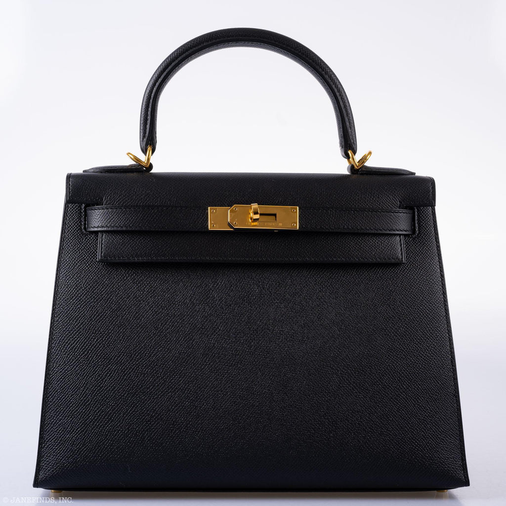 Hermes Kelly 28 Sellier Black Epsom with Gold Hardware