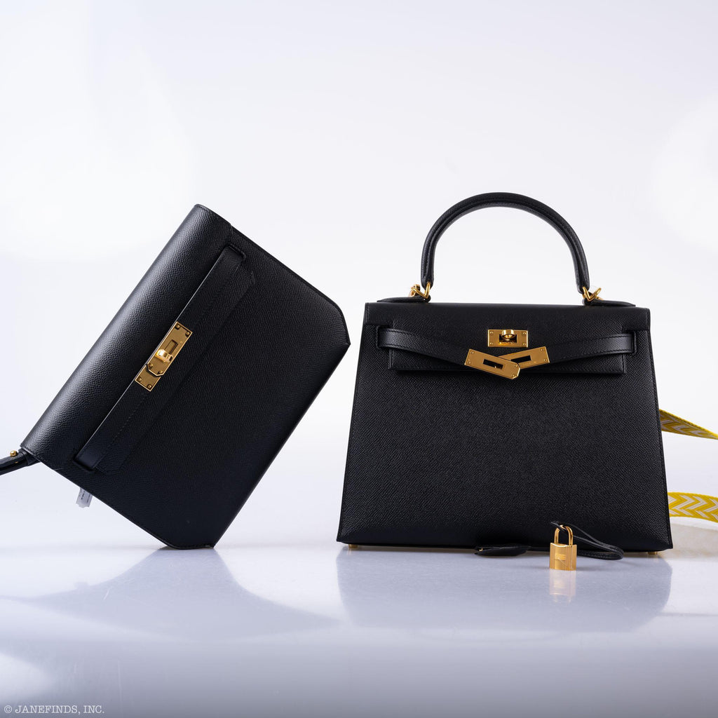 Hermes Kelly 28 Sellier Black Epsom with Gold Hardware