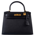 Hermes Kelly 28 Sellier Black Epsom with Gold Hardware