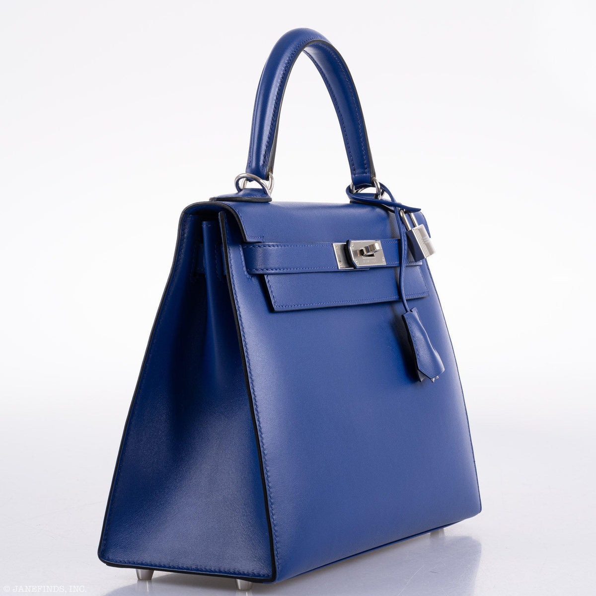 Hermes Kelly 28 Sellier Blue Electric Tadelakt leather Palladium Hardware