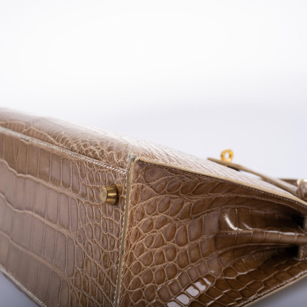 Hermes Kelly 28 Sellier Ficelle Alligator with Gold Hardware