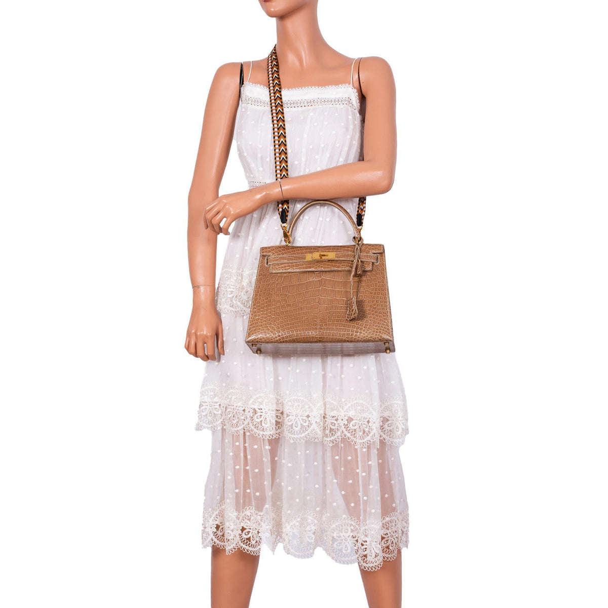 Hermes Kelly 28 Sellier Ficelle Alligator with Gold Hardware