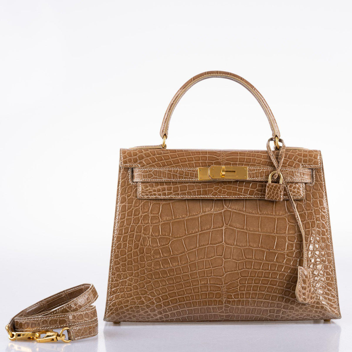 Hermes Kelly 28 Sellier Ficelle Alligator with Gold Hardware
