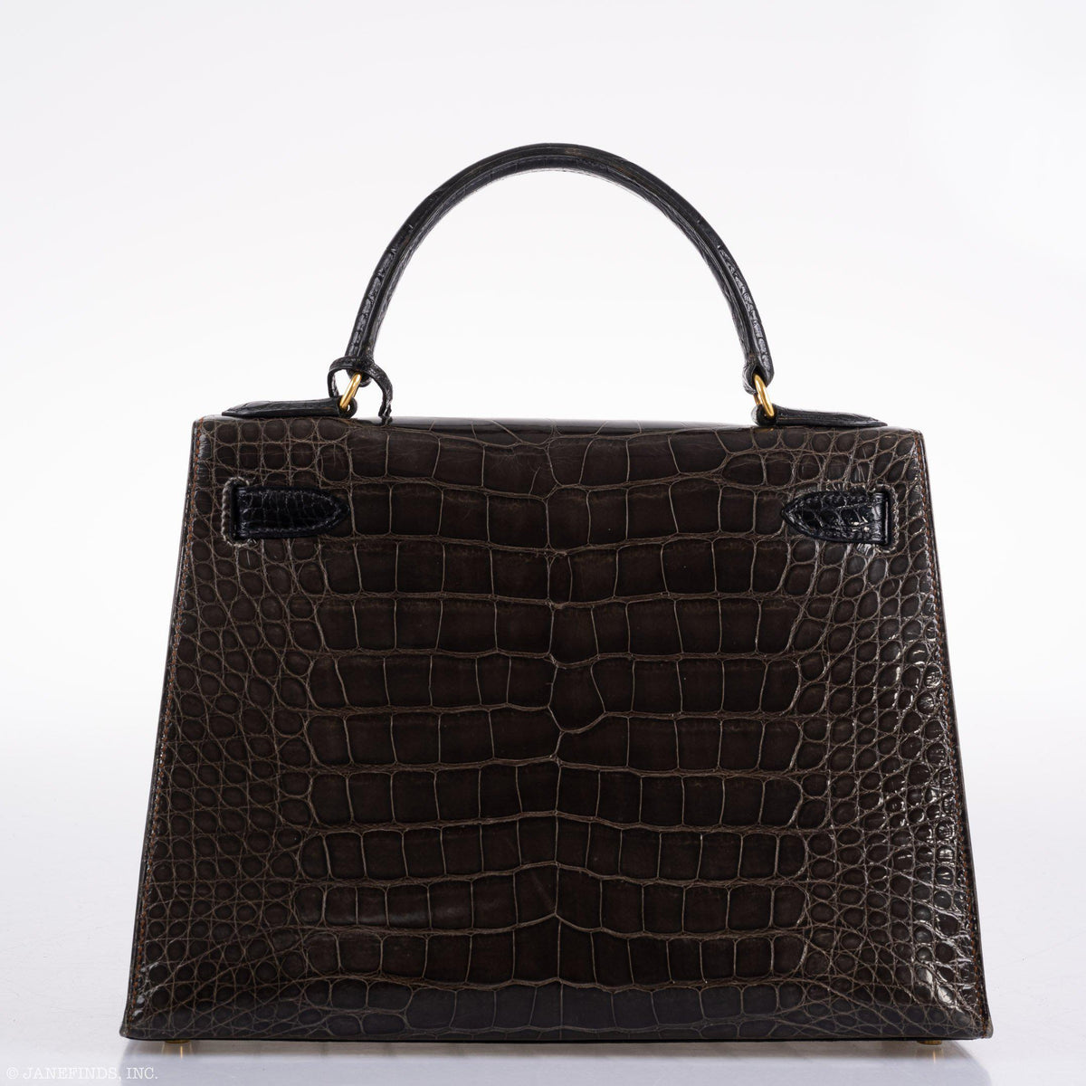 Hermes Kelly 28 Sellier Miel, Graphite & Black Alligator with Gold Hardware